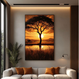 African Silhouette Canvas Print