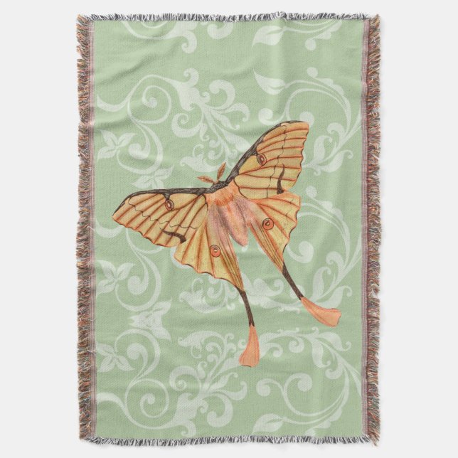 African Silk Moth Throw Blanket (Front Vertical)