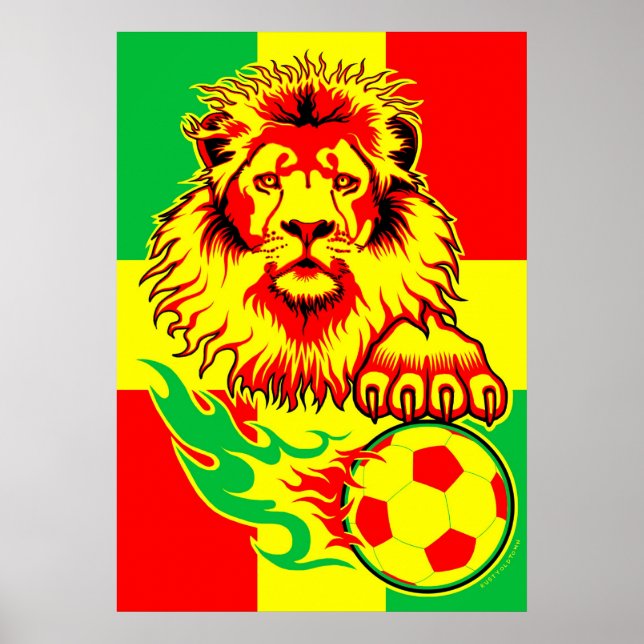African Soccer Lion Poster (Front)