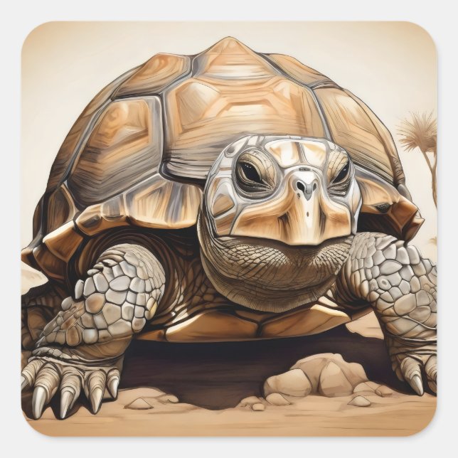 African Spurred tortoise  Square Sticker (Front)