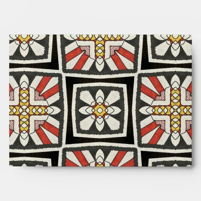 African Squares Black Red Yellow Envelope (Front)
