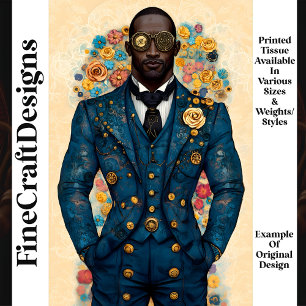 African Steampunk Male Blue Outfit P9 Decoupage Tissue Paper