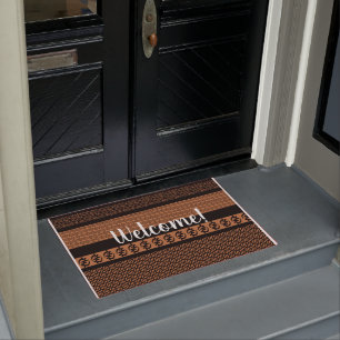 African Style Adinkra Pattern Personalised Doormat
