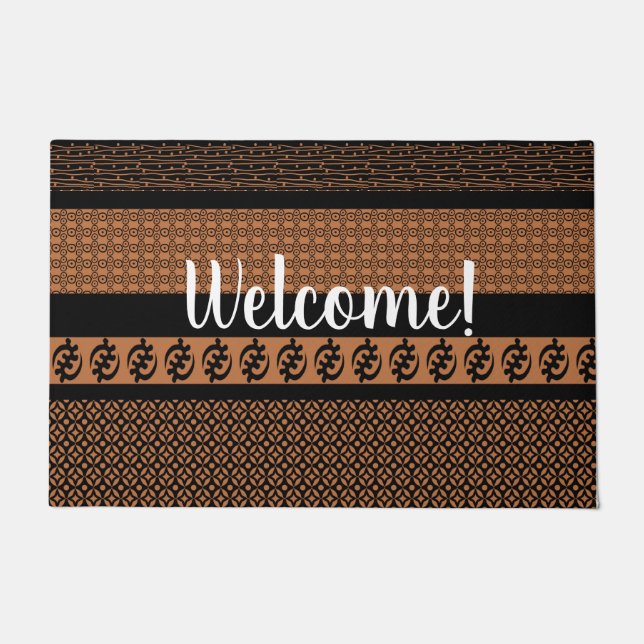 African Style Adinkra Pattern Personalised Doormat (Front)