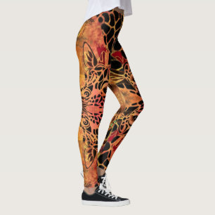 African Style Design Giraffes Leggings