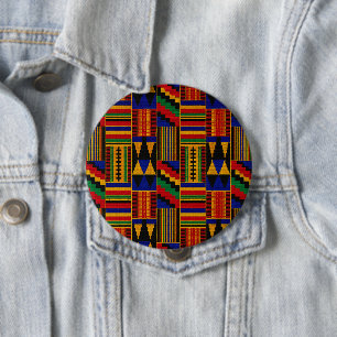 African Style Kente Cloth 10 Cm Round Badge