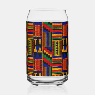 African Style Kente Cloth Pattern Can Glass