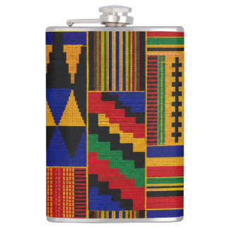 African Style Kente Cloth Pattern Hip Flask