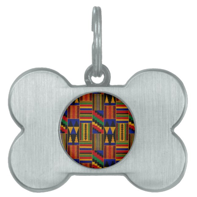 African Style Kente Cloth Pattern Pet ID Tag (Front)