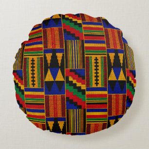African Style Kente Cloth Round Cushion