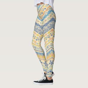 African Style Pattern With Tribal Motifs  Leggings