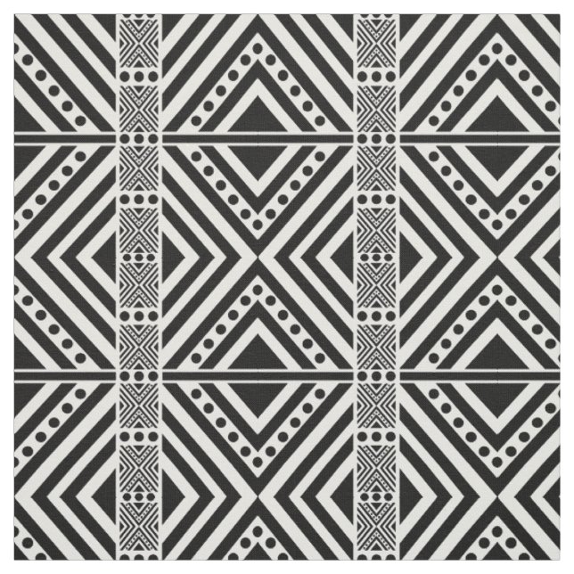 African Style Seamless Pattern. Black Colour Fabric (Swatch)
