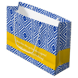African Style Seamless Pattern. Blue Colour Large Gift Bag