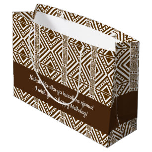 African Style Seamless Pattern. Brown Colour Large Gift Bag