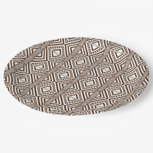 African Style Seamless Pattern. White Colour Paper Paper Plate