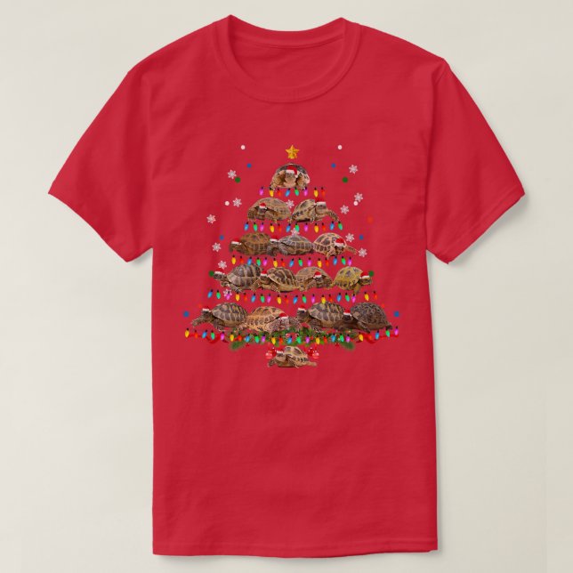 African Sulcata Tortoise Christmas Tree Funny Mars T-Shirt (Design Front)