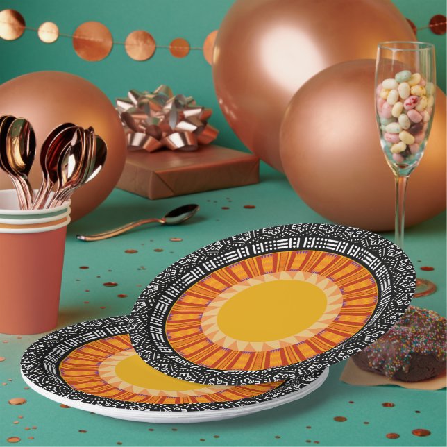 African Sun Decorative Paper Plates (Multi)
