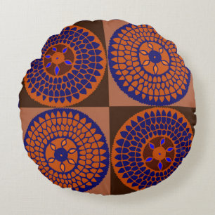African Sunflower Basket Round Cushion