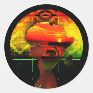 African Sunset Classic Round Sticker