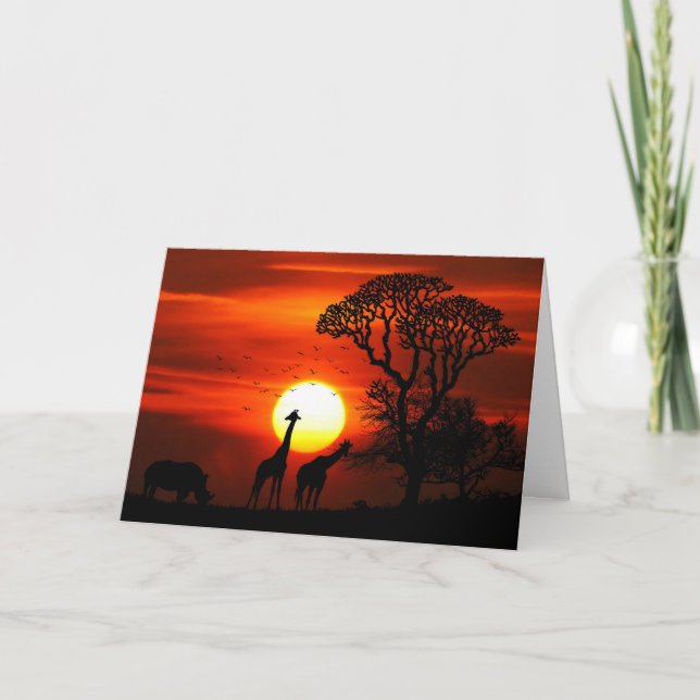 African Sunset Invitation Card,Postcard (Front)