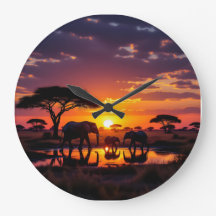 African Sunset Majesty Wall Clock