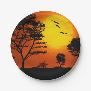 African Sunset Paper Plate