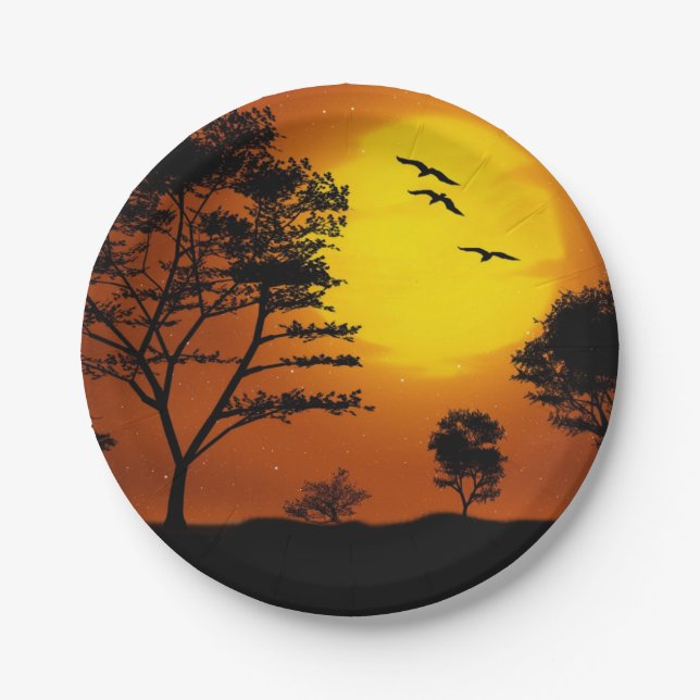 African Sunset Paper Plate (Front)