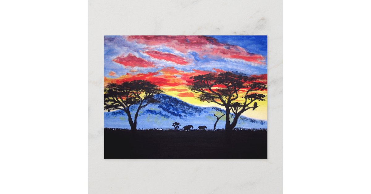 African Sunset Safari Animal Silhouette Painting Postcard | Zazzle African Sunset Safari Animal Silhouette Painting Postcard | Zazzle