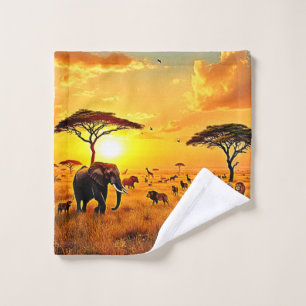 African Sunset Safari Majesty Design Bath Towel Set