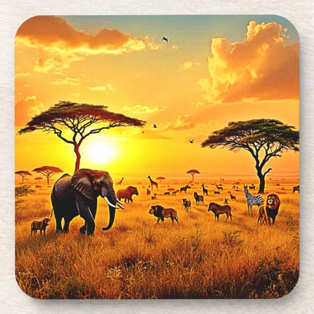 African Sunset Safari Majesty Design Coaster (Front)