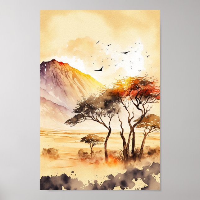 African Sunset Safari Wall Art (Front)