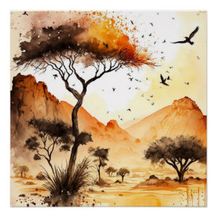 African Sunset Safari Wall Art