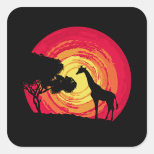 African sunset square sticker