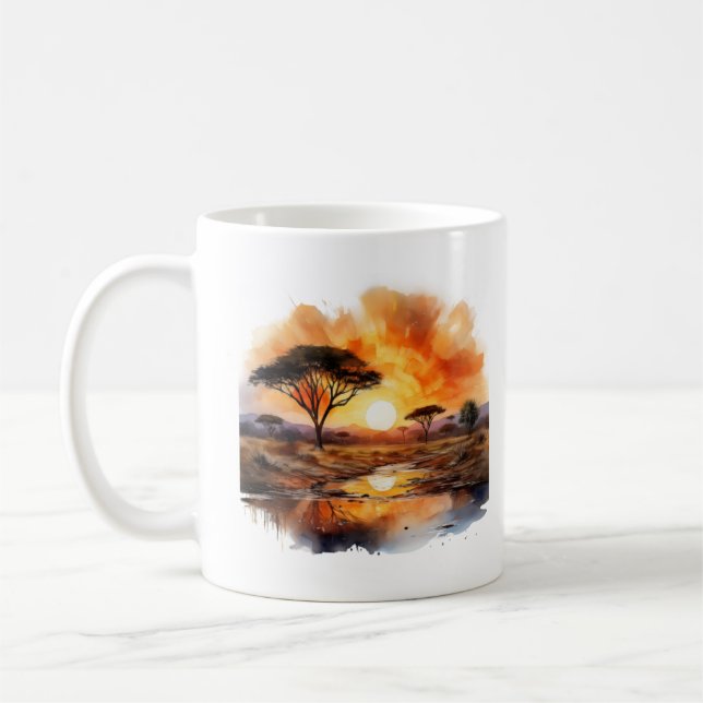 African Sunset with Acacia Trees Coffee Mug (Left)