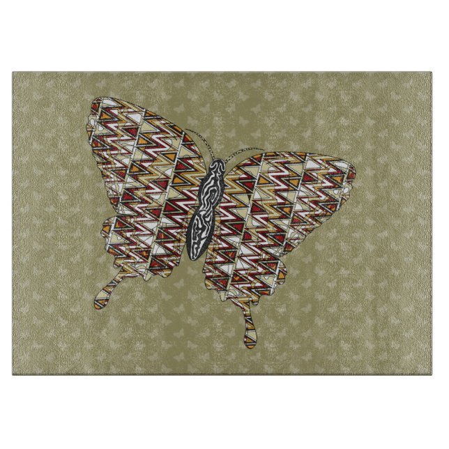African Swallowtail Glass Cutting Board (Front)