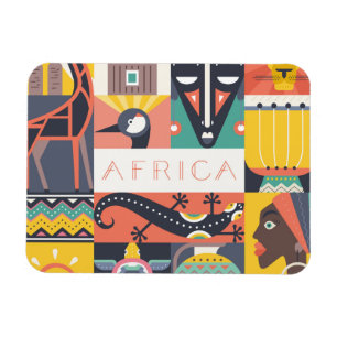 African Symbolic Art Collage Magnet