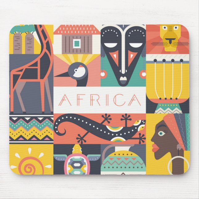 African Symbolic Art Collage Mouse Mat (Front)