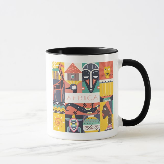 African Symbolic Art Collage Mug (Right)