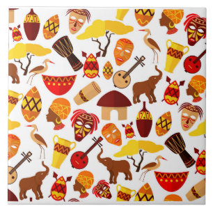 African Symbols  Tile