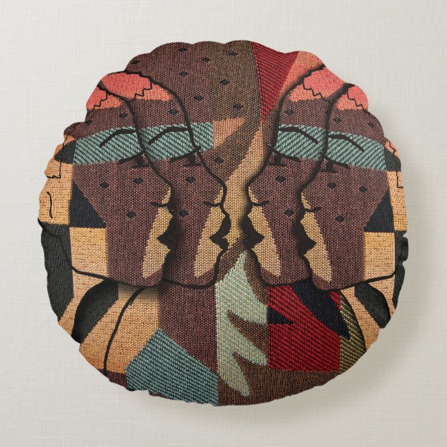African Tapestry Round Cushion (Front)