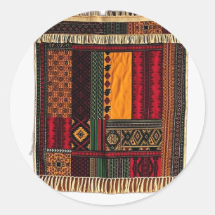 African Tapestry with Cultural Patterns Classic Round Sticker