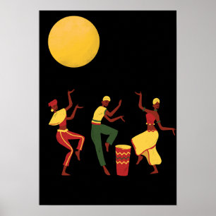 African theme - dancing in the moonlight poster