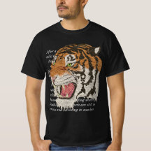 African tiger face white text men black 