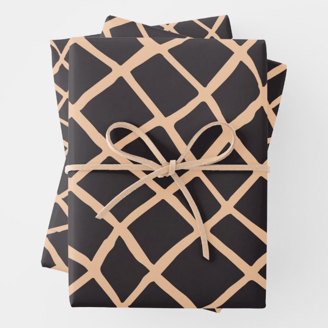 African Tradition Inspired Line Pattern Wrapping Paper Sheet (In situ)