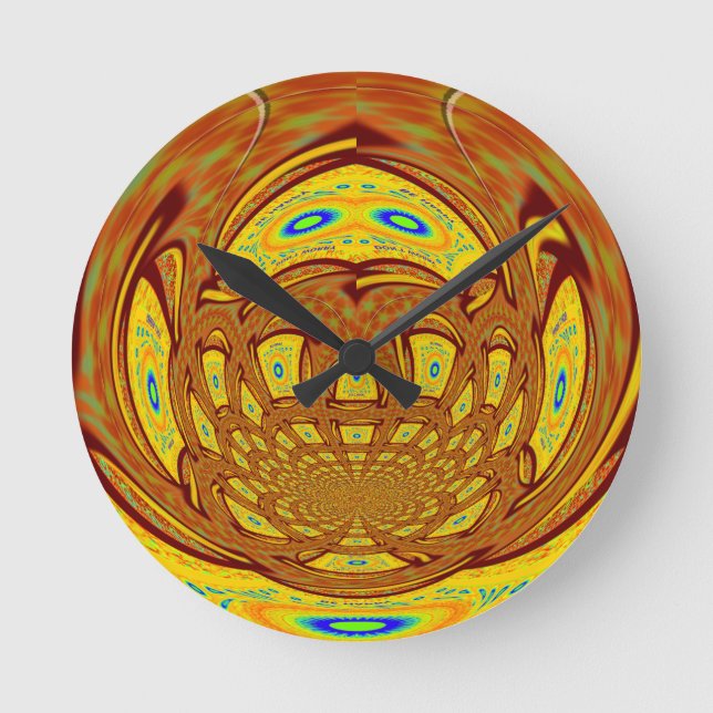 African Traditional Colours Golden Yellow Round Clock (Front)