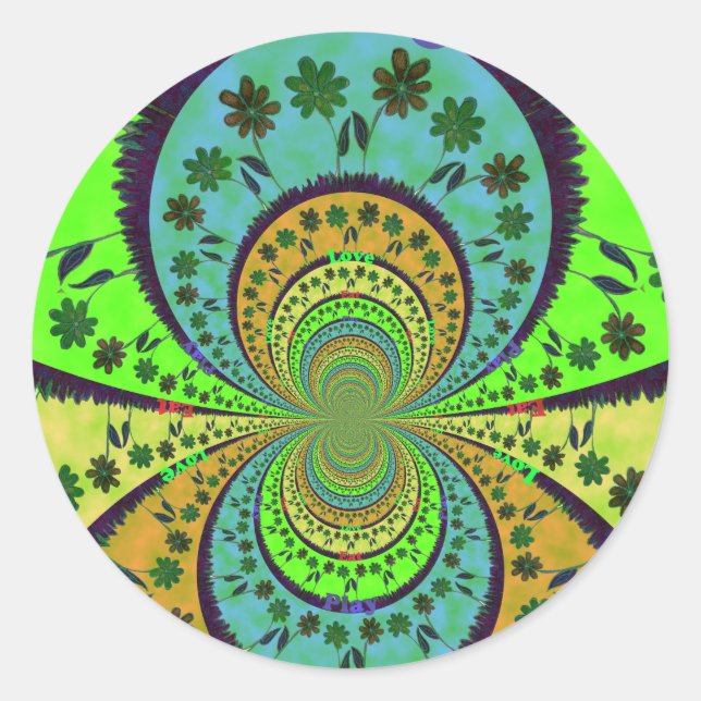 African Traditional Colours Kaleidoscope Floral Ar Classic Round Sticker (Front)