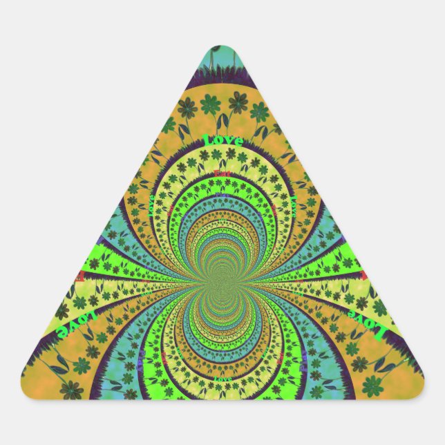African Traditional Colours Kaleidoscope Floral Ar Triangle Sticker (Front)