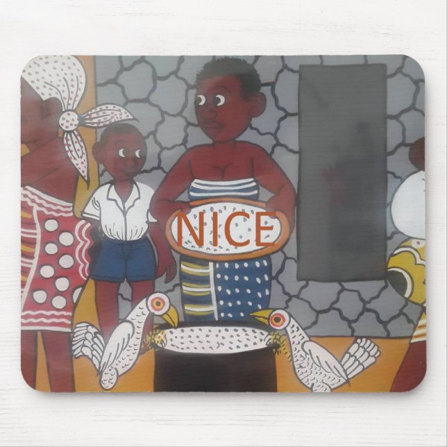 African Traditional Homestead Lifestyle Art Print Mouse Mat (Front)