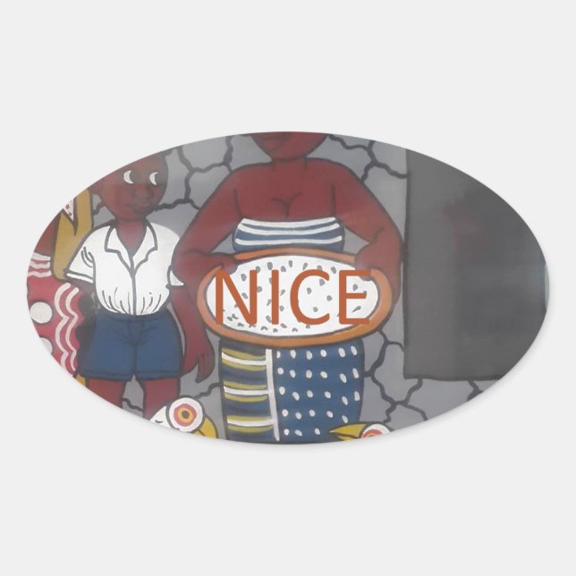 African Traditional Homestead Lifestyle Oval Sticker (Front)