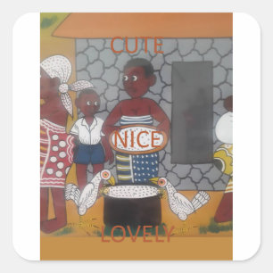 African Traditional Homestead Lifestyle Square Sticker